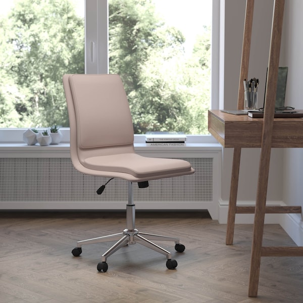 Flash Furniture Taupe Mid-Back Armless LeatherSoft Office Chair GO-21111-TAUPE-GG - main